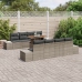 Conjunto de sofá de jardín de 7 piezas con cojines gris ratán poli