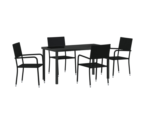 Set de Comedor Jardín  5 Piezas Negro Poliratán