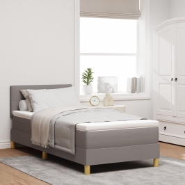 Cama Box Spring  con Colchón y LED Taupe 100x200 cm Tela