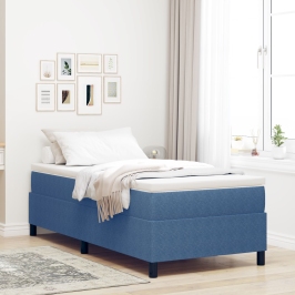 Cama Box Spring  Azul 90x200 cm en Tela de Pana