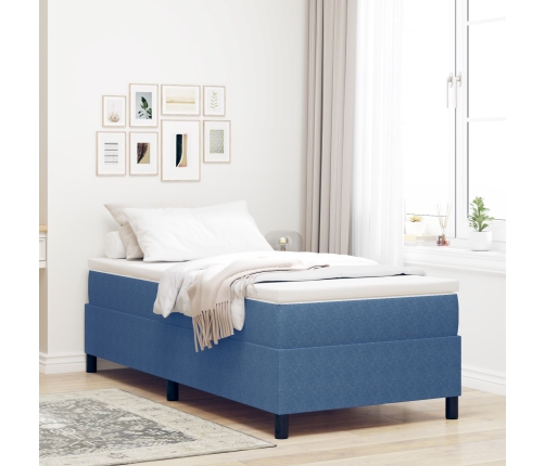 Cama Box Spring  Azul 90x200 cm en Tela de Pana
