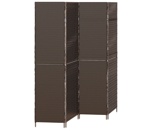 Divisor de habitación  4 paneles plegable marrón 195x180 cm poli ratán