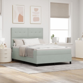Cama con Somier y Colchón  Gris Claro 160x200 cm Terciopelo