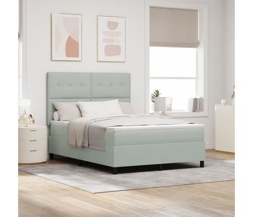 Cama con Somier y Colchón  Gris Claro 160x200 cm Terciopelo