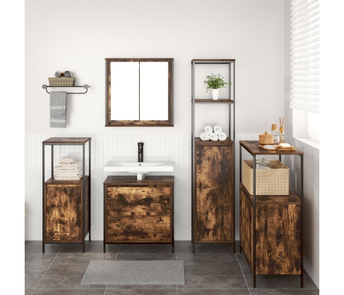 Conjunto de Muebles de Baño de 5 Piezas  en Roble Ahumado de Madera Derivada