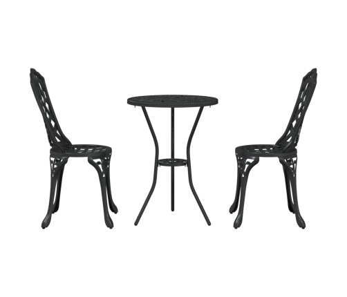 Set de Bistro de Jardín de 3 Piezas  en Negro de Aluminio Fundido