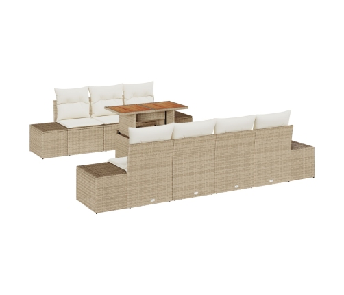 Conjunto de Sofás de Jardín  8 Piezas Beige, Blanco