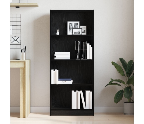 Estantería de roble negro  - 60 x 24 x 143 cm - Hecha de madera elaborada