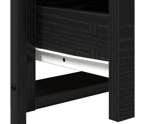 Mesa de Noche Negro Roble 44x45x60 cm Madera Ingenierizada y Acero