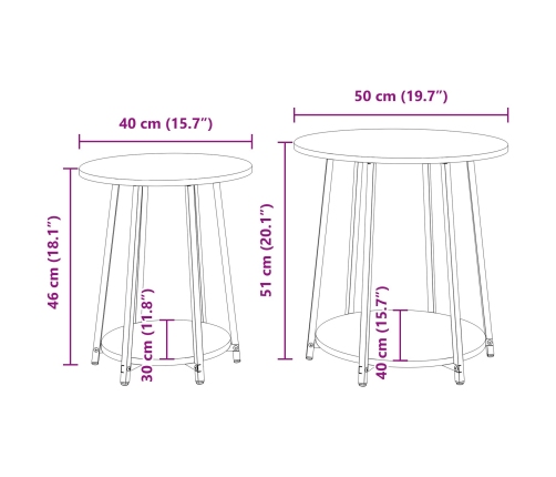 Mesa Lateral  2 pcs Negra de Madera y Metal