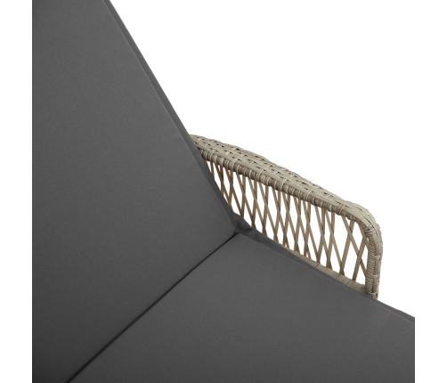 Tumbona Gris claro Ratán PE 157 x 55 x 92 cm Plegable Tumbona
