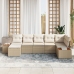 Conjunto de Sofá de Jardín de 7 Piezas con Cojines Beige Ratán Poliéster Acacia