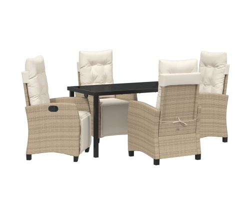 Juego de comedor de jardín  de 5 piezas Beige Ratán Polietileno