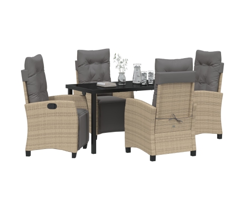 Set de Comedor de Jardín de 5 Piezas Beige de Poliratán