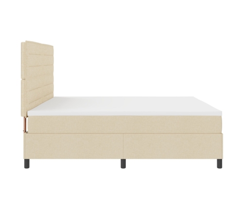 Cama Box Spring  con Colchón Crema 200x200 cm Tela