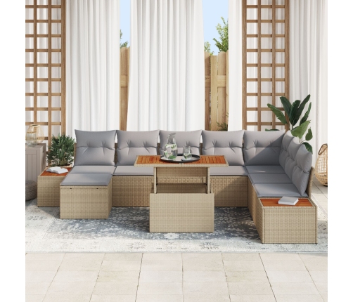 Conjunto de Sofá de Jardín  Juego de 9 Beige, Gris