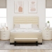 Cama con Base  con Colchón y Banco Crema 140x200 cm Tela