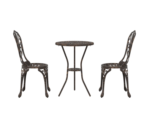 Set de Bistro de Jardín de 3 Piezas  en Aluminio Fundido Bronce