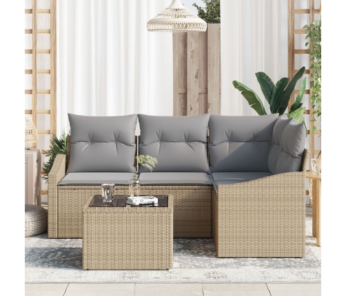 Juego de Sofá de Jardín  Set de 5 Beige Ratán