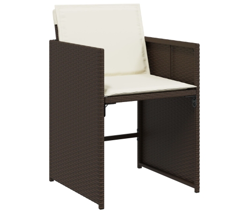 Set de Comedor de Jardín  de 5 Piezas con Cojines Marrón Poliratán