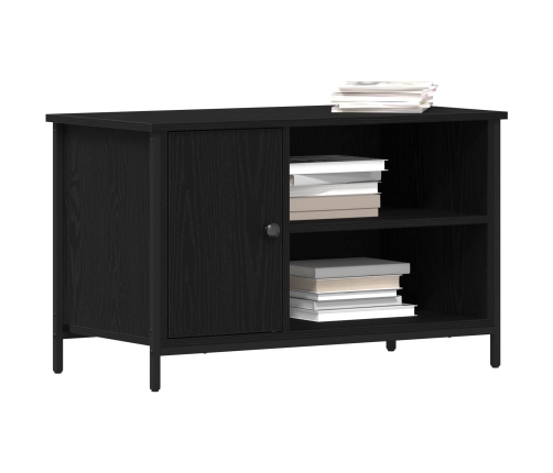 Aparador de TV  Negro Roble 80x40x50 cm Madera Ingeniada y Acero