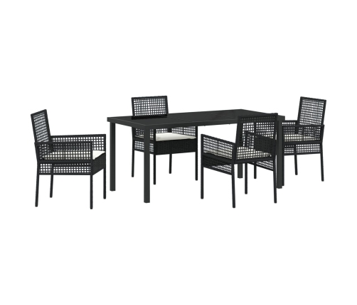 Juego de Comedor de 5 Piezas con Cojines Poliratán Negro