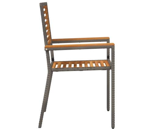 Sillas apilables de jardín  con cojines, 2 pcs, Gris de ratán sintético