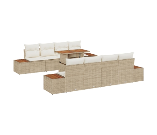 Conjunto de sofá de jardín  Conjunto de 9 piezas Beige Ratán