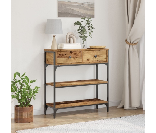 Mesa Consola  Madera Vieja 72,5x25x75 cm Madera de Ingeniería y Acero