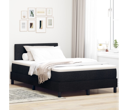 Estructura de Cama  con Colchón Negro y Blanco Tela 120 x 200 cm