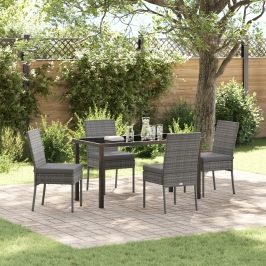 Juego de Comedor de Jardín  5 Piezas Gris Poliratán