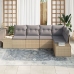 Set de Sofá de Jardín  de 5 Piezas con Cojines Beige Ratán Poliéster