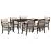 Set de comedor de jardín de 7 piezas  con cojines Marrón polirratán