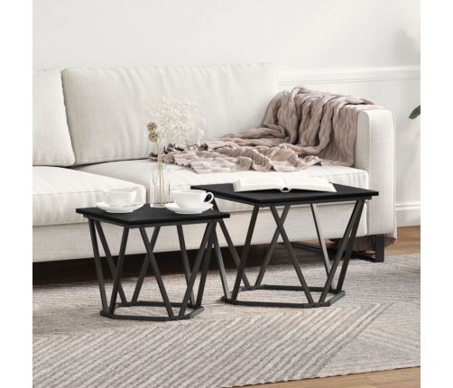 Mesa de Café  Roble negro Marco de metal, superficie de madera