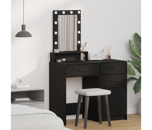Mesa de tocador  con luces LED en color roble negro 50x41x140 cm