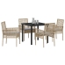 Conjunto de Comedor de Jardín  de 5 Piezas con Cojines Beige de Ratán