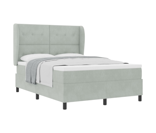 Cama con Base y Colchón Gris Claro 160x200 cm Terciopelo
