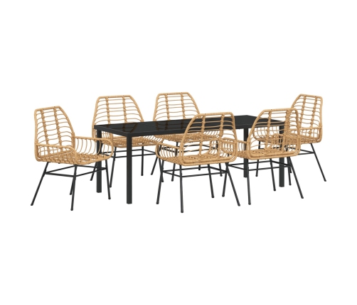 Set de Comedor de Jardín de 7 Piezas Marrón Poliratán