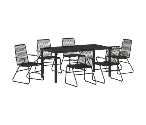 Conjunto de comedor de jardín de 7 piezas  Negro Ratán PVC