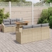 Conjunto de Comedor de Jardín de 7 Piezas con Cojines Ratán Poli Beige Acacia