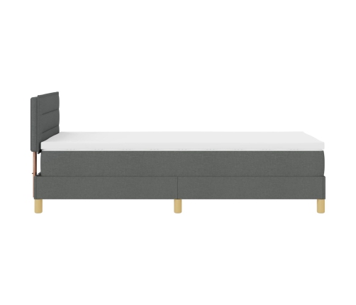 Cama con Box Spring  con Colchón y Luz LED Gris Oscuro 90x200 cm Tela