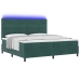 Cama con Somier y Colchón  con LED Verde Oscuro 200x200 cm Terciopelo