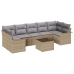 Conjunto de sofá de jardín  de 8 piezas con cojines Beige Ratán Poli