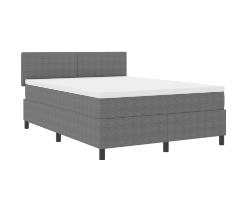 Cama con Base de Muelles  con Colchón Gris Claro 140x200 cm Tela de Pana