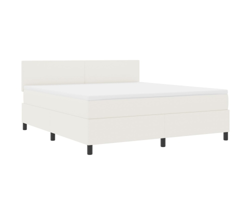 Cama Base Tapizada con Colchón Crema Super King Tela de Terciopelo
