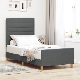 Estructura de Cama de Tela Gris Oscuro  90x200 cm
