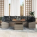 Conjunto de Jardín de 8 Piezas con Cojines Gris Ratán Poli Acacia