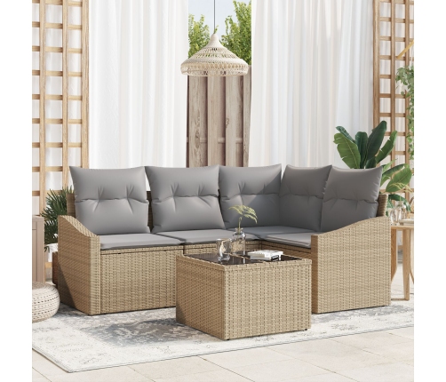 Juego de Sofá de Jardín  Set de 5 Beige Ratán
