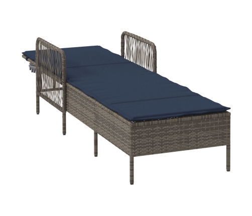 Tumbona de Sol Gris PE Rattan 157 x 55 x 92 cm Plegable