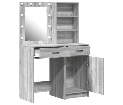 Set de tocador de 2 piezas  con LED en madera ingenierizada gris Sonoma